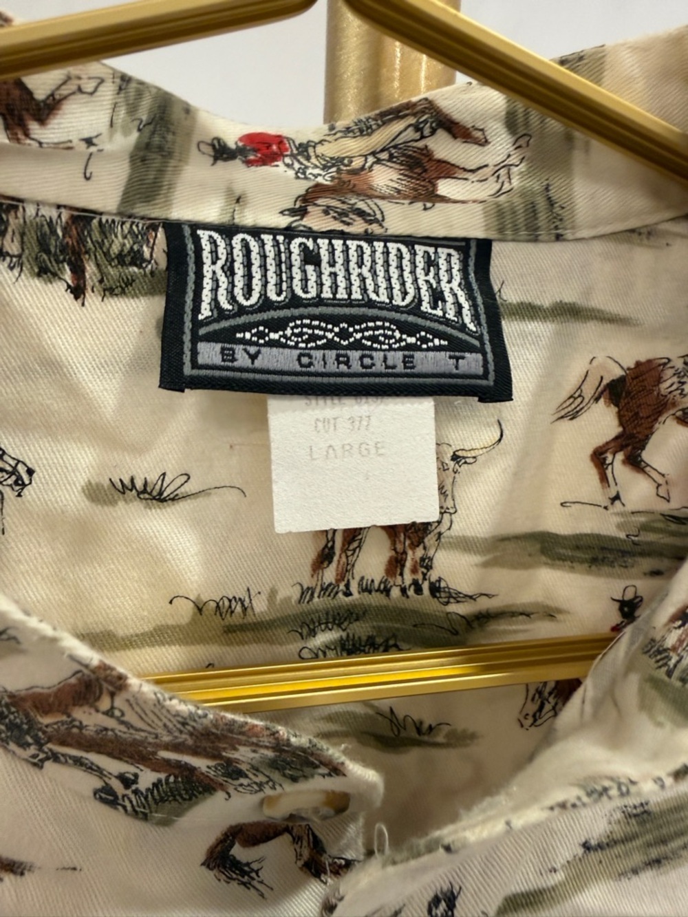 Vintage Roughrider Western Print Button-Up Shirt - Picture 2 of 4
